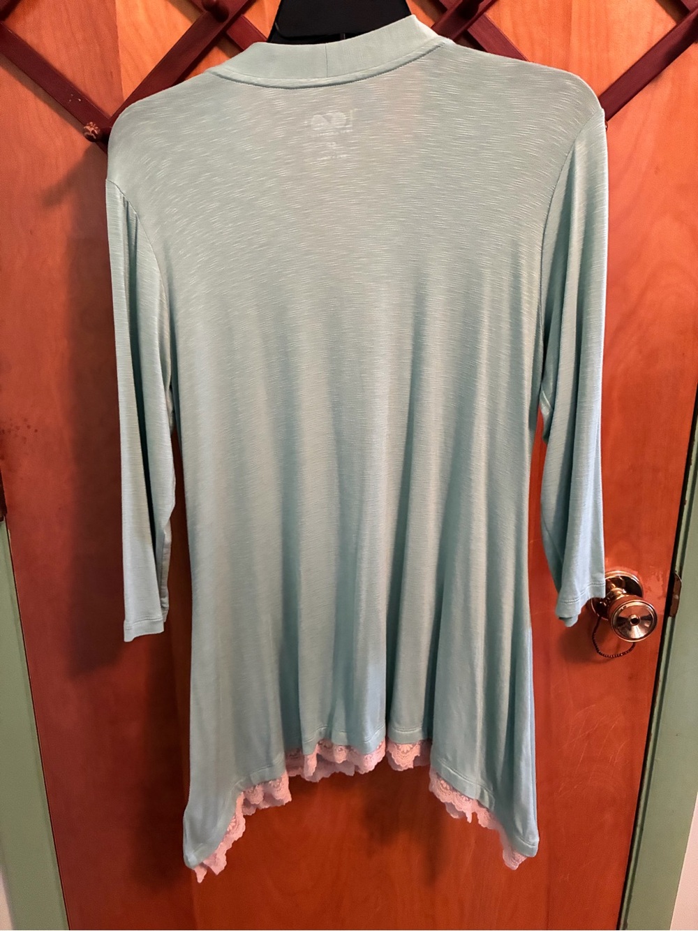 Women’s Mint Green Lace-Trim Sleep Top - Picture 4 of 4